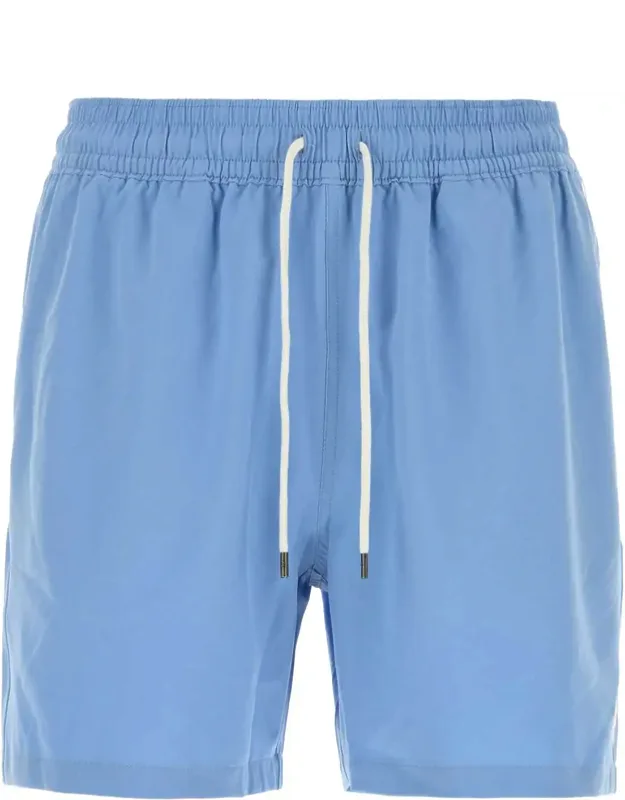 Light-blue Stretch Polyester Swimming Shorts