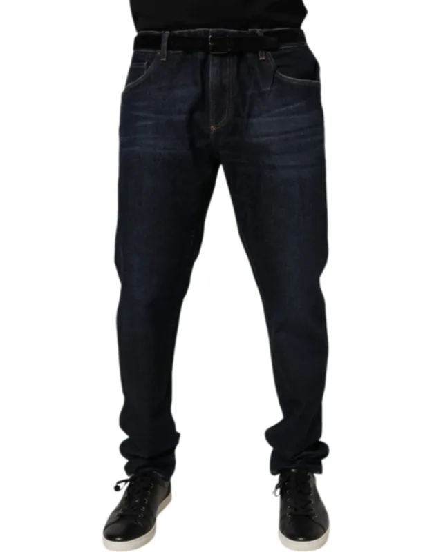 Dark Blue Cotton Stretch Skinny Denim Jeans