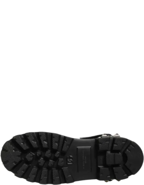 Black Stud Platform Combat High Boots