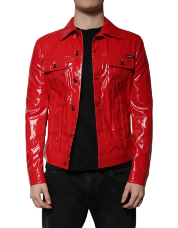 Polyester Button Down Collared Jacket