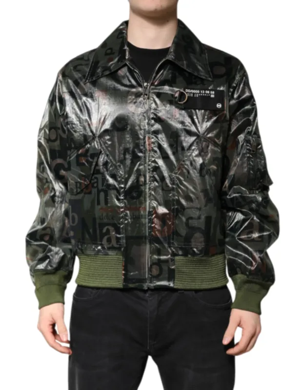 Dg Logo Print Bomber Full Zip Jacket