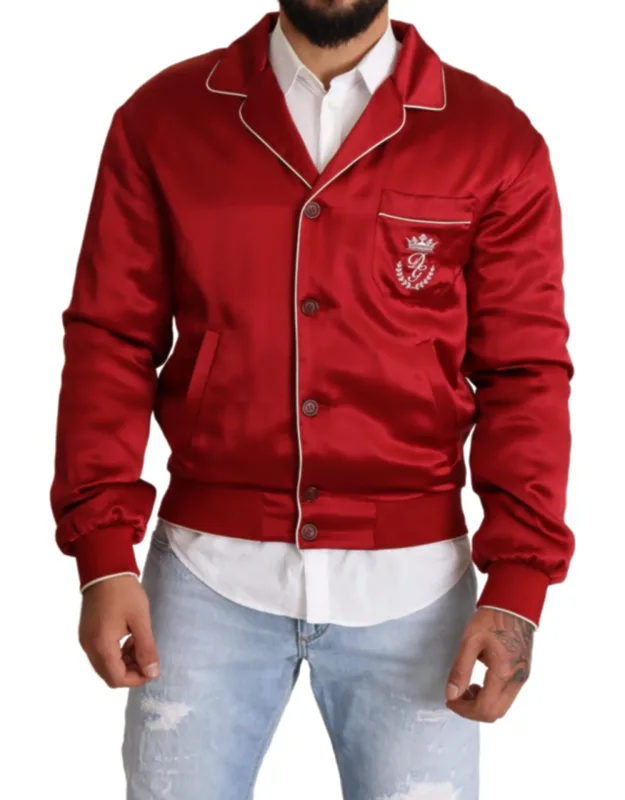 Silk Button Logo Bomber Jacket