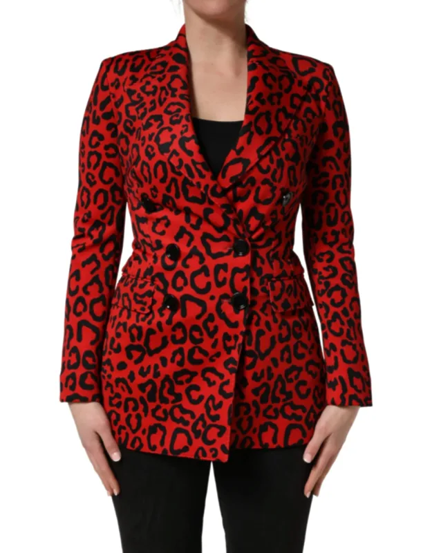 Leopard Double Breasted Coat Jacket