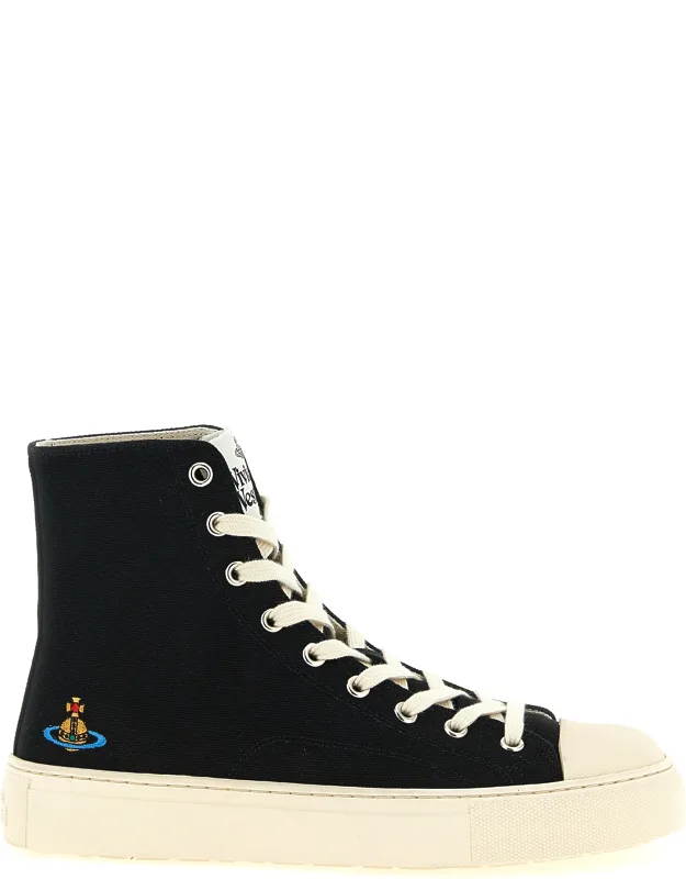 Bicolor Cotton High Top Sneakers