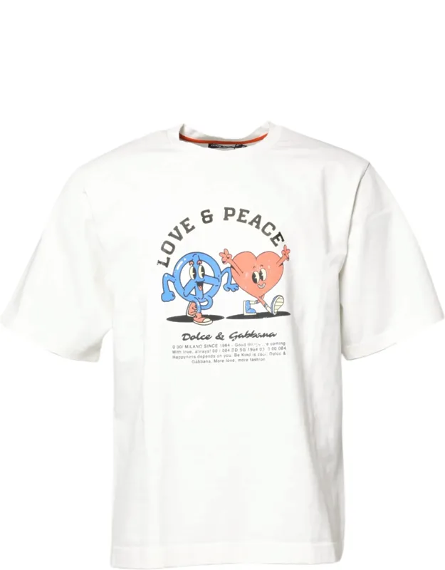 Love & Peace Print Crew Neck T-shirt
