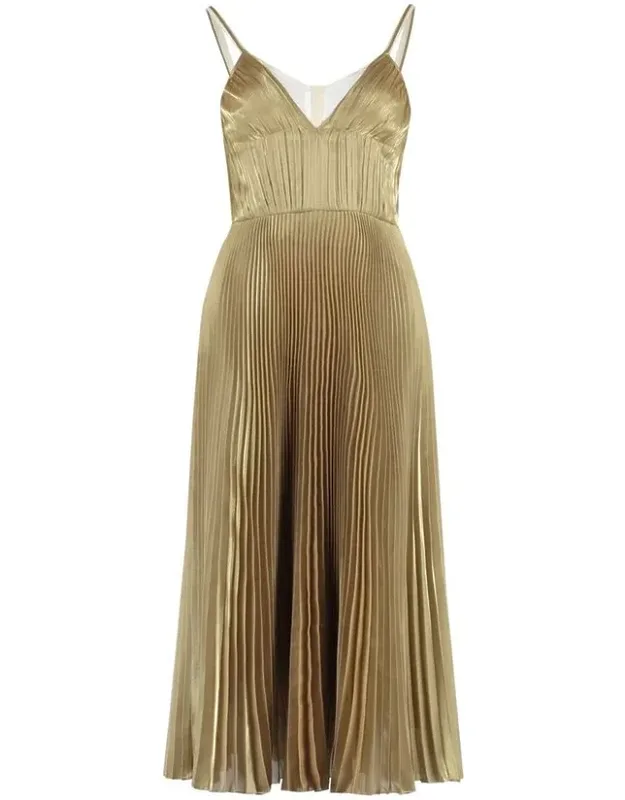 Gold Polyester Casual Dress
