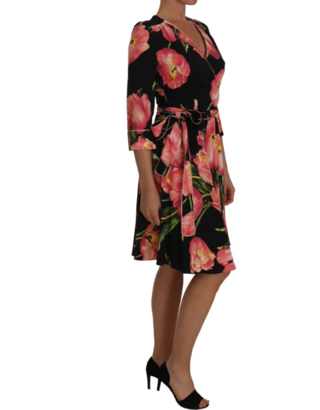 Tulip Print Stretch Shift Dress