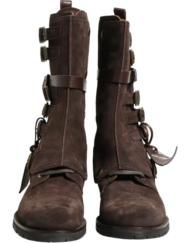 Suede Leather Combat Ankle Boots