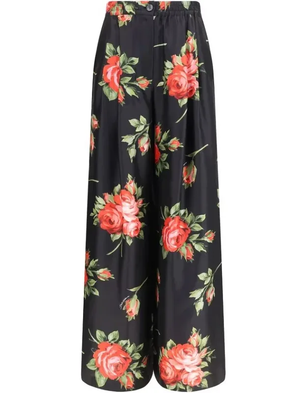 Multicolor Silk Casual Pants