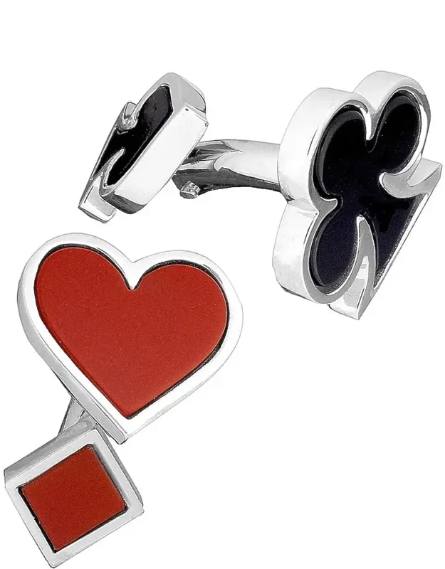 Card Suit Cufflinks With Agate & Onyx