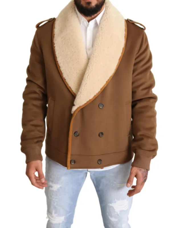 Double Breasted Shearling Coat