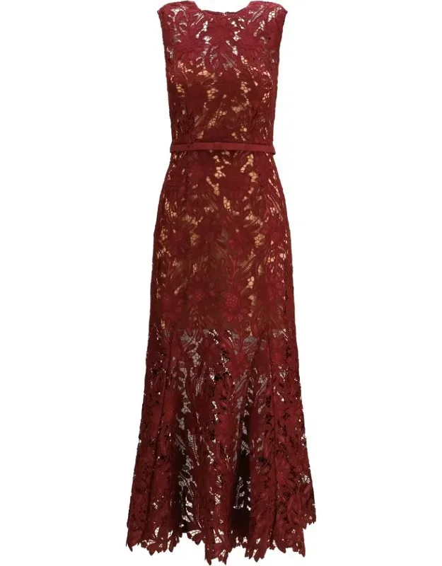 Bordeaux Polyester Cocktail Dress