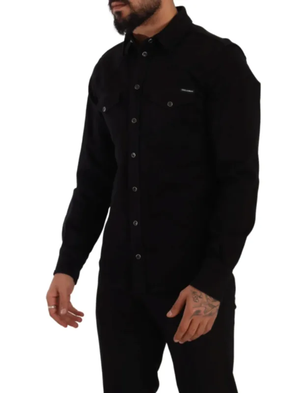Slim Cotton Denim Stretch Shirt