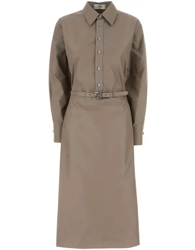 Cappuccino Poplin Shirt Dress