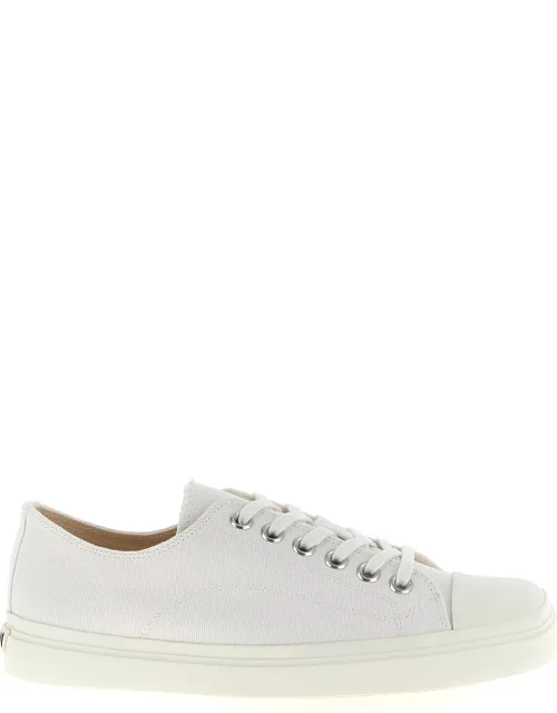 White Cotton Low Top Sneakers
