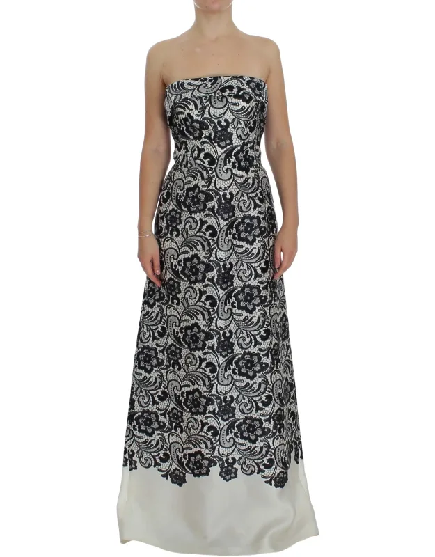 Floral Lace Silk Corset Maxi Dress