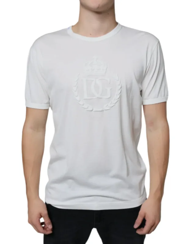 Logo Embossed Cotton Crewneck T-shirt