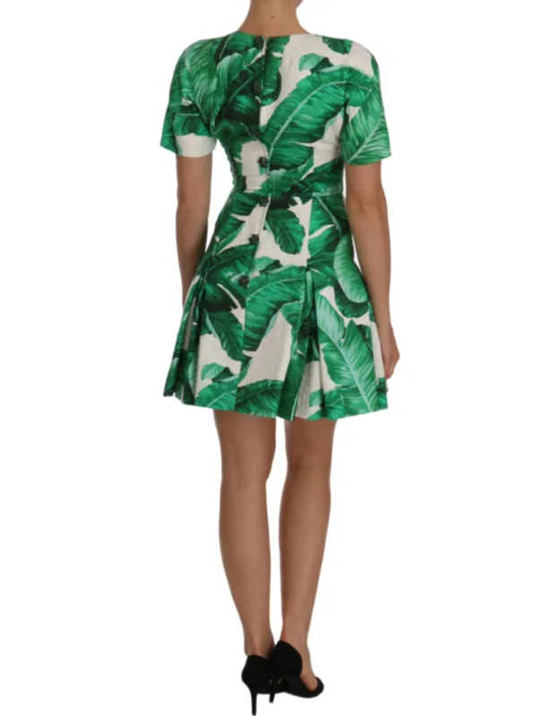 A-line Banana Leaf Pineapple Crystal Dress
