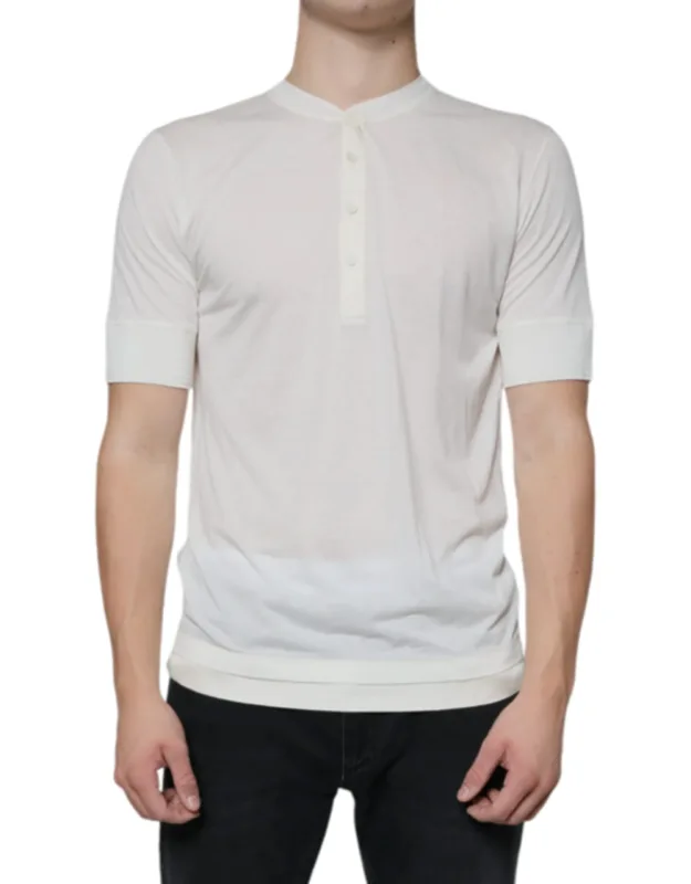 Off White Cotton Short Sleeve T-shirt