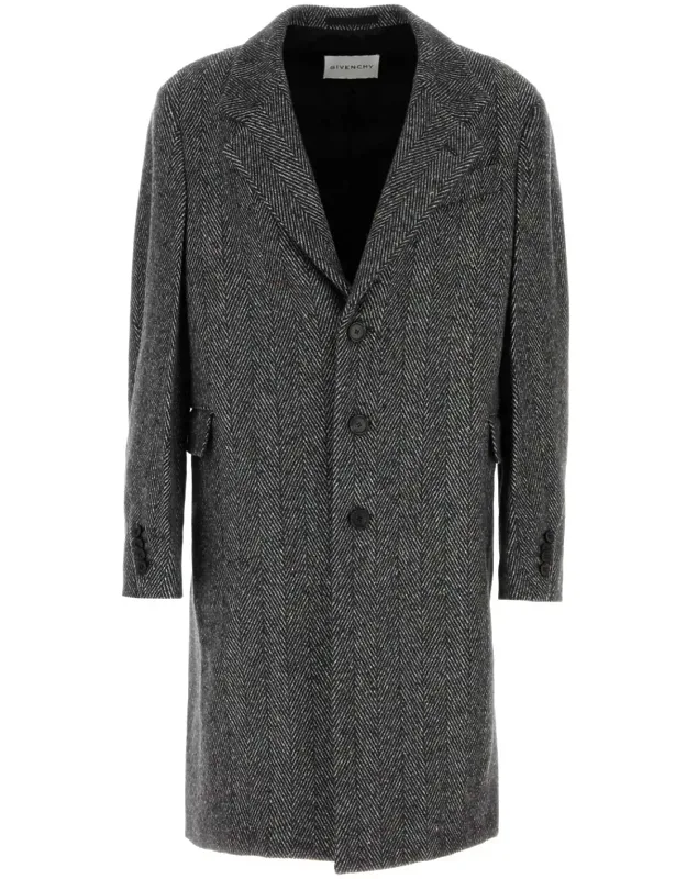 Embroidered Wool Blend Coat