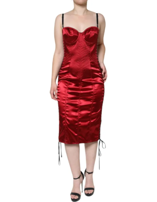 Bustier Corset Lace Bodycon Midi Dress