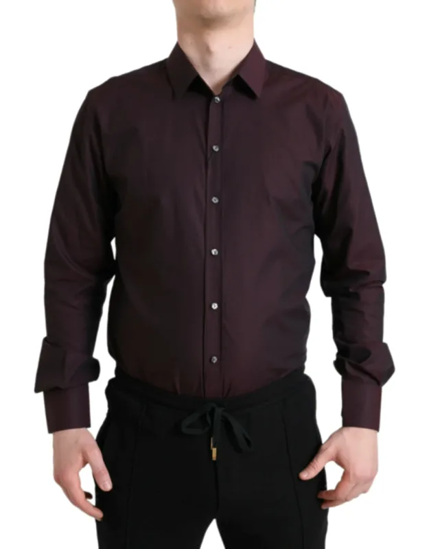 Maroon Jacquard Formal Dress Martini Shirt