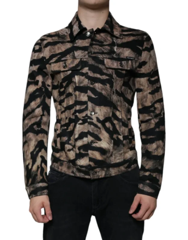 Tiger Button Down Collared Jacket
