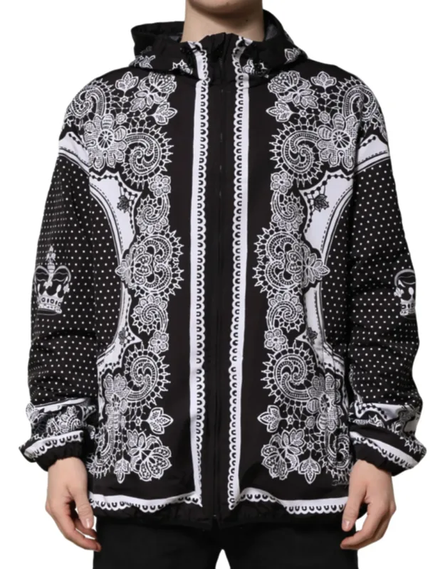 Bandana Print Hooded Bomber Jacket