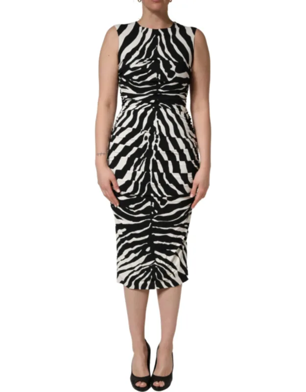 Zebra Cady Calf Length Dress