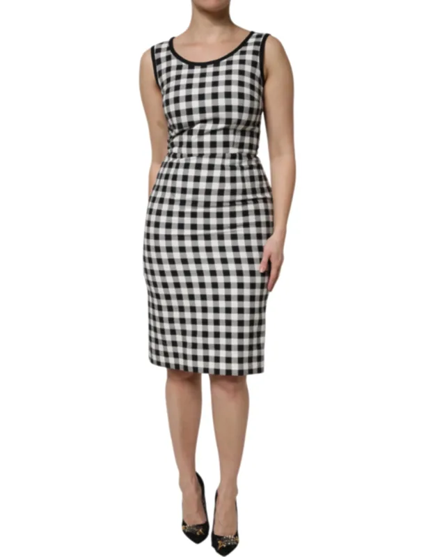 Checkered Sleeveless Sheath Dress