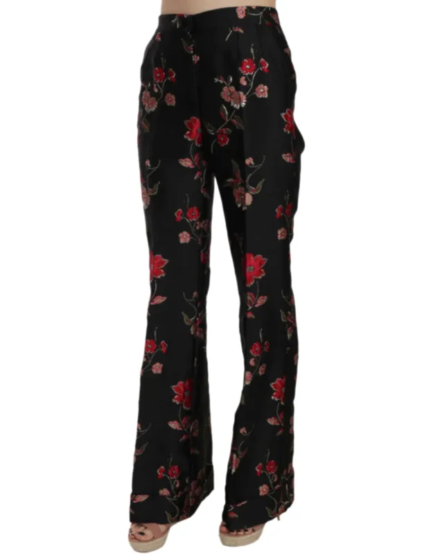 Floral Print Boot Cut Trousers