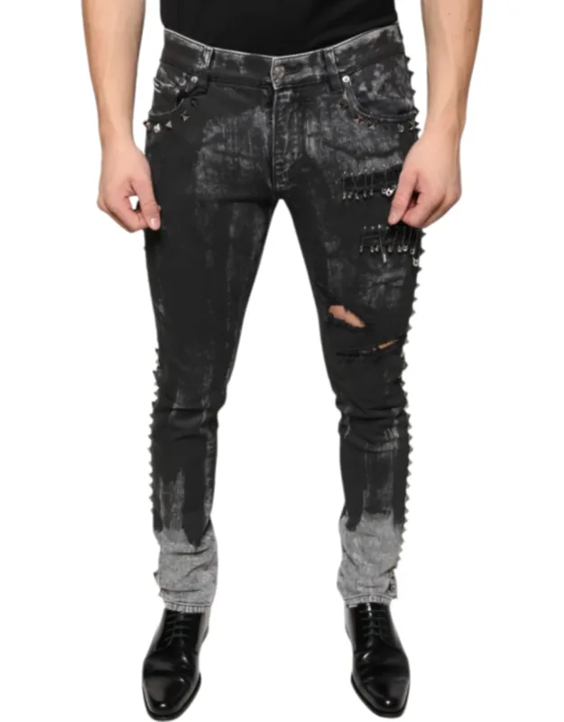 Embellished Cotton Skinny Denim Jeans