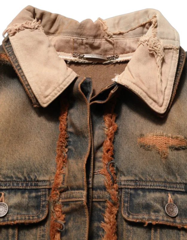 Multicolor Raw Cut Panelled Denim Jacket