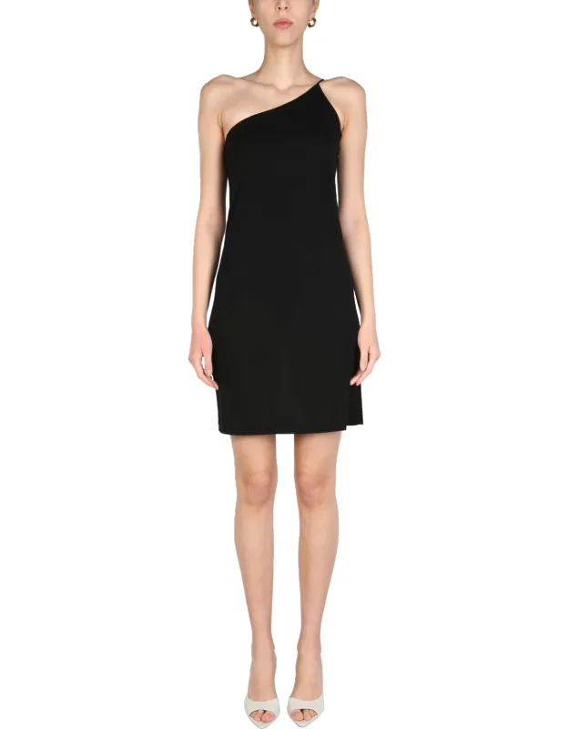 _dsquared One-shoulder Dress, 100% Viscose, Made In Italy_