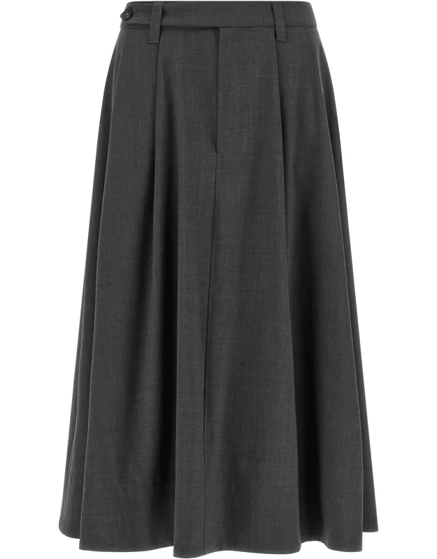 Virgin Wool Midi Skirt