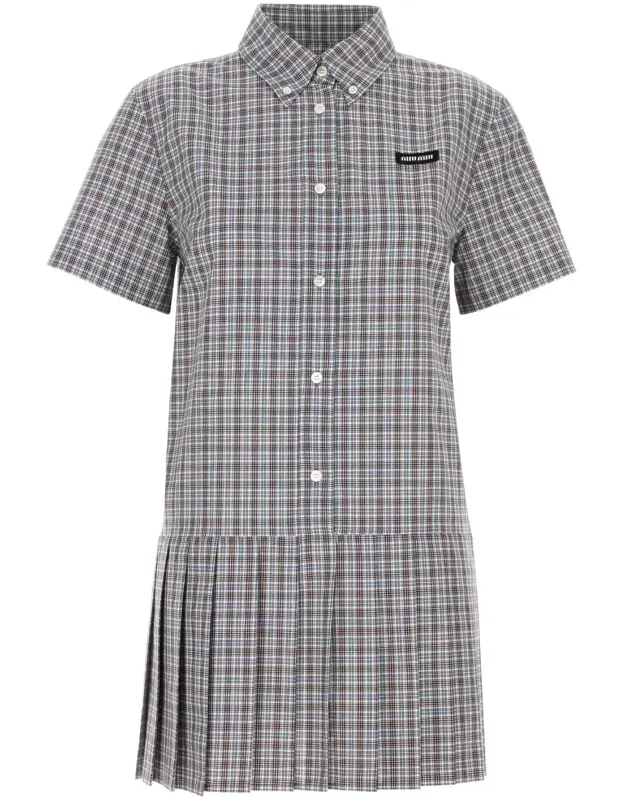 Embroidered Cotton Mini Shirt Dress