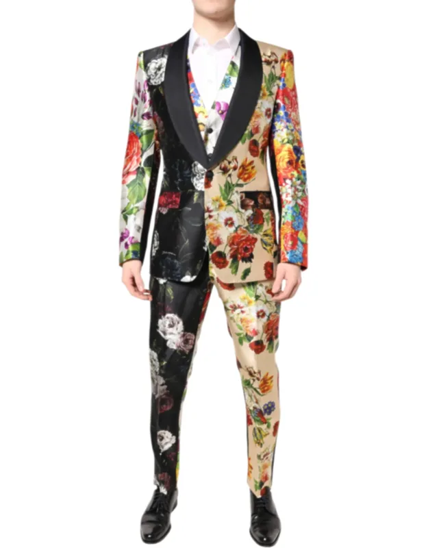 Multicolor Floral Sicilia Silk 3 Piece Suit
