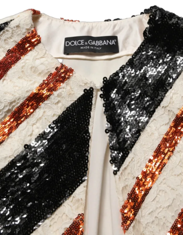 Multicolor Stripe Sequin Duster Coat