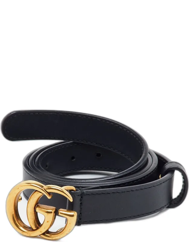 Leather Buckle Narrow Belt 75cm