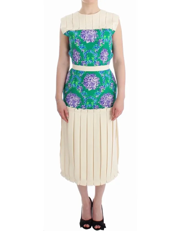 Multicolor Floral Sleeveless Silk Blend Gown