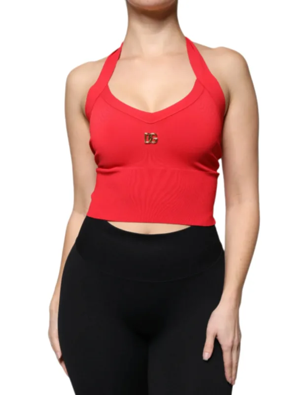 Viscose Sleeveless Halter Cropped Tank Top