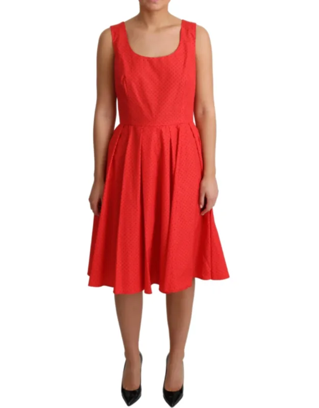 Polka Dotted Cotton A-line Dress