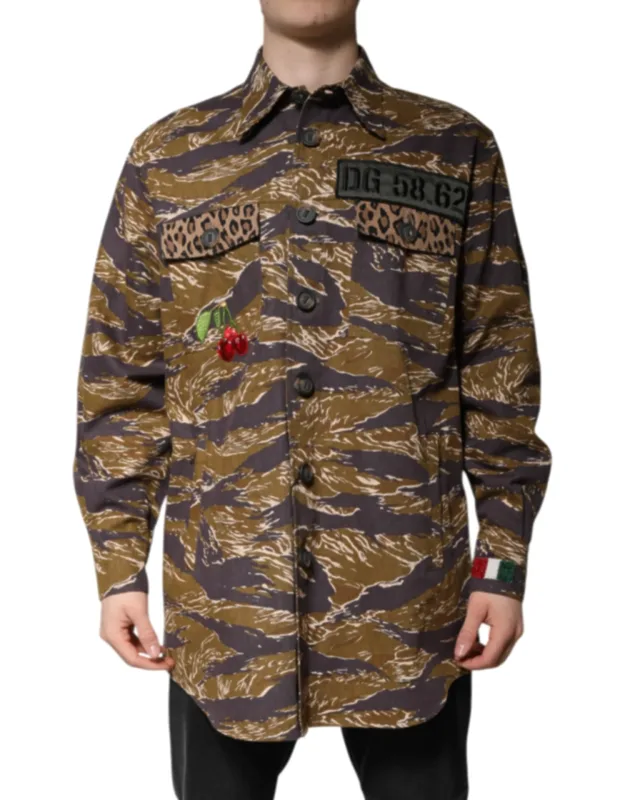 Leopard Cotton Collared Coat