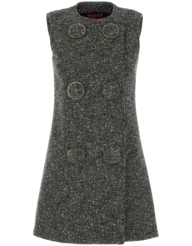 Melange Grey Wool Blend Mini Dress