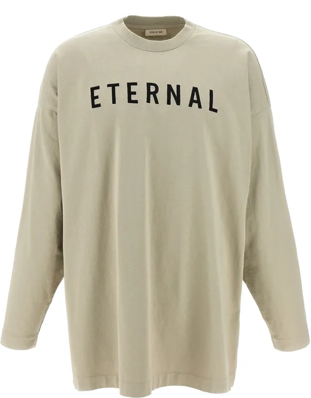 Fear Of God Gray Cotton T-shirt - Eternal Embroidery, Leather Logo Patch