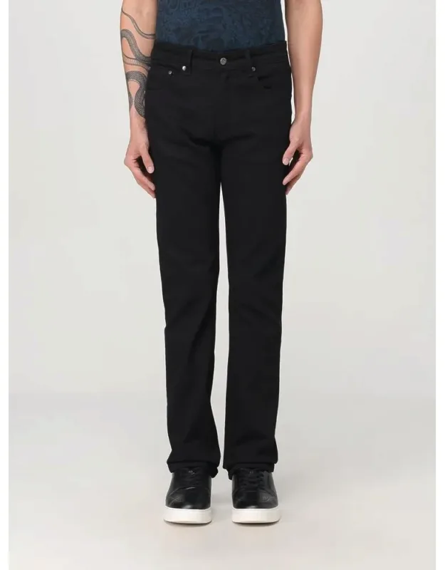 Black Cotton Straight-leg Jeans
