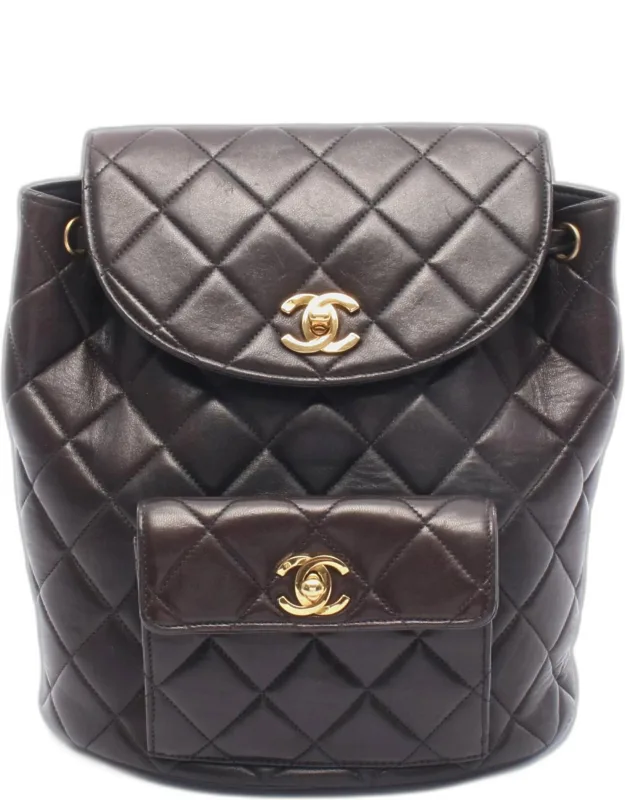 Duma Medium Dark Brown Lambskin Leather Backpack Bag