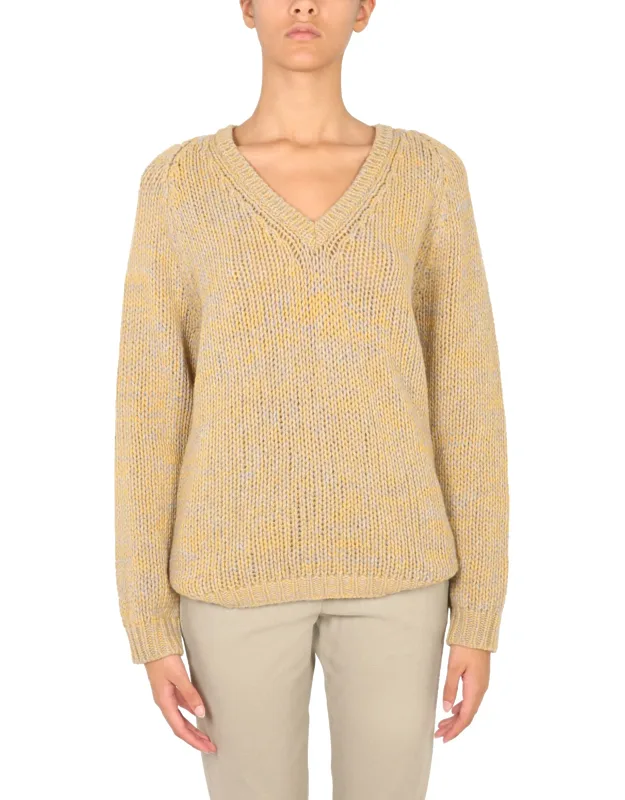 _v-neck Sweater 100% Virgin Wool Made In Italy_