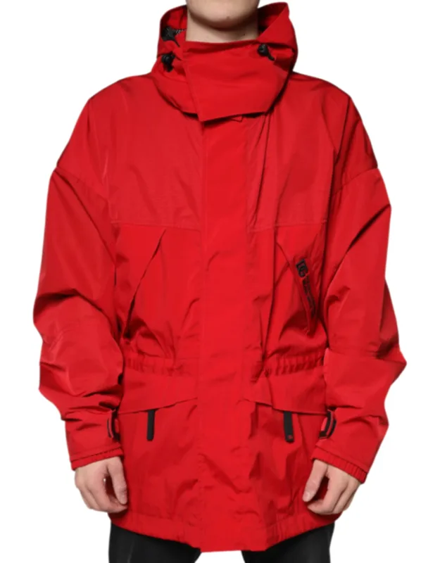 Nylon Hooded Full Zip Parka Jacket