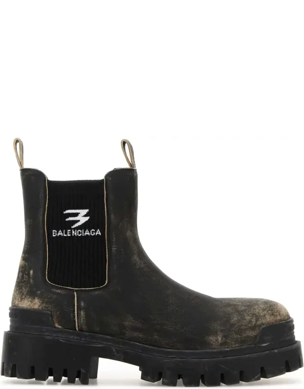 Slate Leather Chelsea Ankle Boots